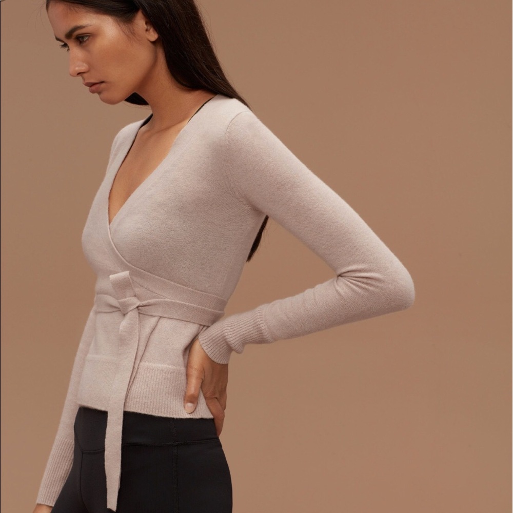 Tna wrap pink sweater